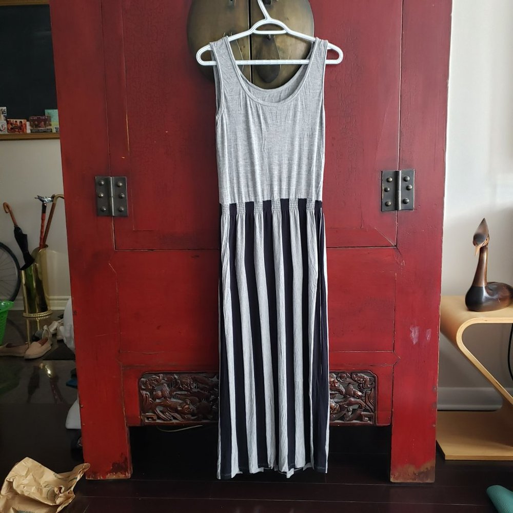 Gray Blue Jersey Loose Stretchy Maxi Dress - Size S/M